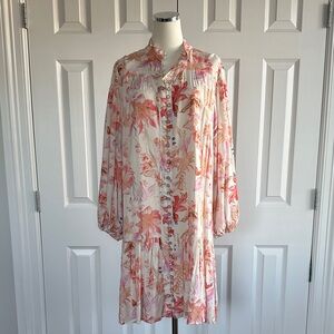 Mod Shop Floral Button-Down Long Balloon Sleeve Boho Cottagecore Dress SizeXL